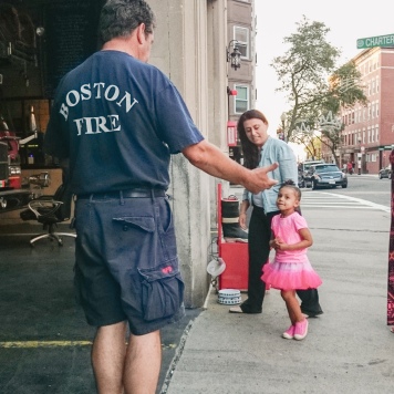Boston Fireman & Cute Little Girl